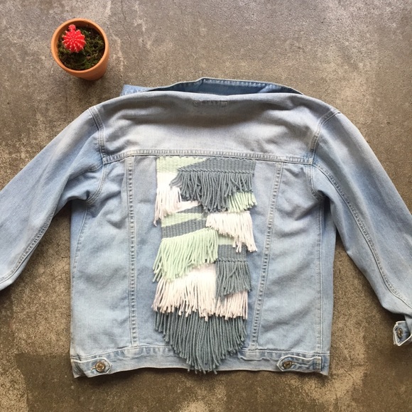  HANDMADE JEAN JACKET WEAVING - Picture 3 of 5